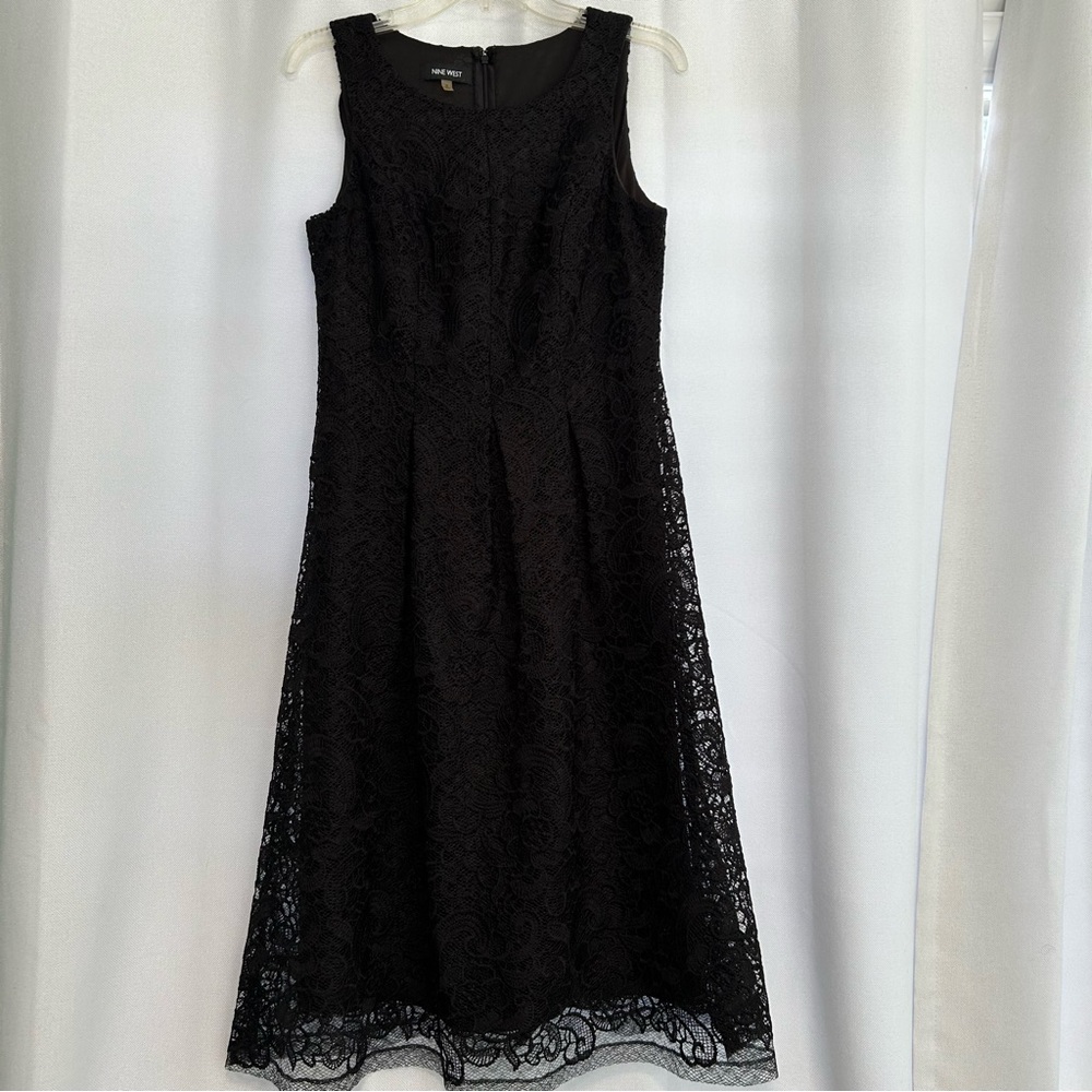 Nine West Black Lace Midi Dress